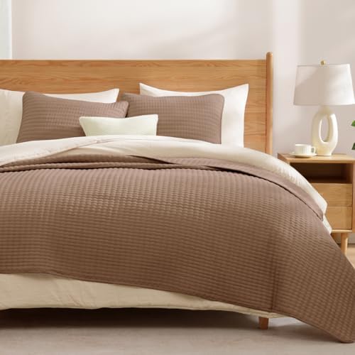 Oversized King Quilt-Brown Lightweight Bedspreads Quilt Bedding Set