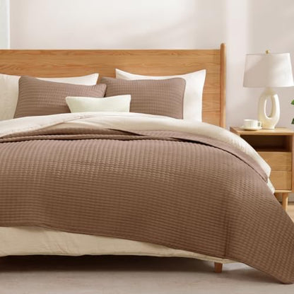 Oversized King Quilt-Brown Lightweight Bedspreads Quilt Bedding Set