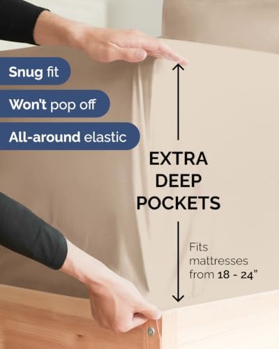 Extra Deep Flex Top Split Head King Sheet Set - 6pc Cooling Sheets - Wheat