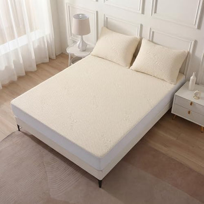 Luxury Waterproof Organic Mattress Protector King Size - Organic Cotton Breathable Mattress Pad Cover - Premium 380GSM 3D Air Fabric - Deep Pocket - Jersey Cotton Skirt - Fitted Design