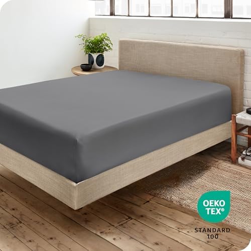 Bare Home Twin XL Fitted Sheet - 1800 Ultra-Soft (Twin XL, Grey)