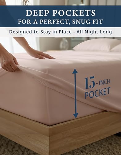 LANE LINEN Cal King Sheet Set 100% Egyptian Cotton Sateen - Sepia Rose