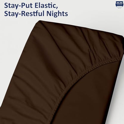 1 Piece King Size Fitted Sheet Only, 15-Inch Deep Mattress, Chocolate Solid