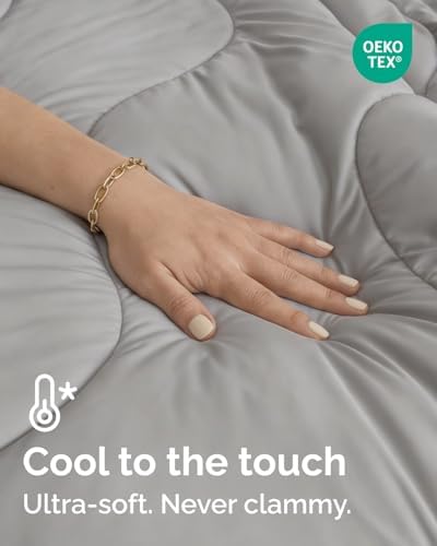 Cooling Comforter Twin Size - Cooling Summer Blanket - 60x90 (Light Grey)