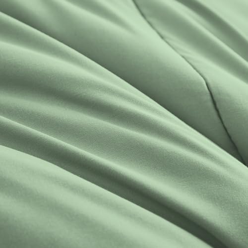 Maple&Stone Full Comforter Set 7 Pieces Bed in a Bag Sage Green Bed Set
