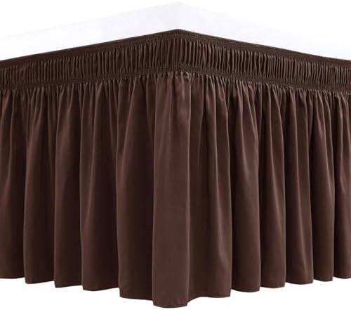 Wrap Around Bed Skirt Full Size 25" Drop-Elastic Long Dust Ruffle Brown