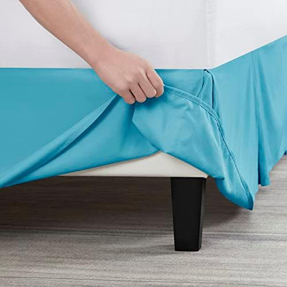 Nestl Beach Blue Twin Bed Skirt - Twin Size Bed Skirt 14 Inch Drop - Brushed Microfiber Bed Skirts - Hotel Quality Pleated Bed Skirt - Shrinkage & Fade Resistant