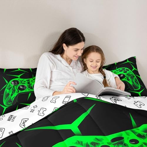 Feelyou Gamer Bedding Set Gamepad Comforter Set for Kids Boys Girls Teens