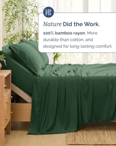 100% Rayon Derived from Bamboo Sheets - Split Head King - Emerald Green
