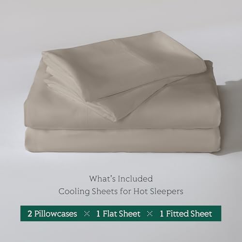 Cooling Sheets Set King Size, Viscose Derived from Bamboo for Hot Sleepers | Deep Pocket Up to 16 Inch | Silky Soft & Breathable Bedding - 4PC (King, Wheat)