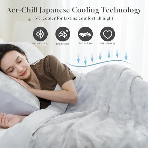 CHOSHOME Cooling Comforter Cooling Blanket, Q-Max 0.45 Cool Sleeping Summer Blanket for Hot Sleeper Night Sweats, Twin 60" x 80", Light Grey