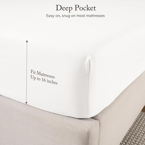 ROSE&RISY White Twin Sheet Set, Pre-Washed Brushed Cotton-Like Microfiber, 3 Pcs Soft Breathable Sheet Set Twin,Fade Resistant, Includes 1 Fitted Sheet, 1 Flat Sheet, 1 Pillowcases (White, Twin)