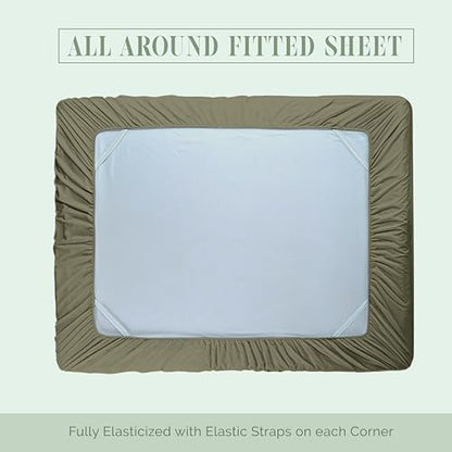 Elegant Comfort 1500 Premium Hotel Quality 18-24 Inches Deep - Extra Deep Pocket Single Fitted Sheet for High Mattress, Luxury and Softest, Smart Pocket - Wrinkle Free, Queen, Green