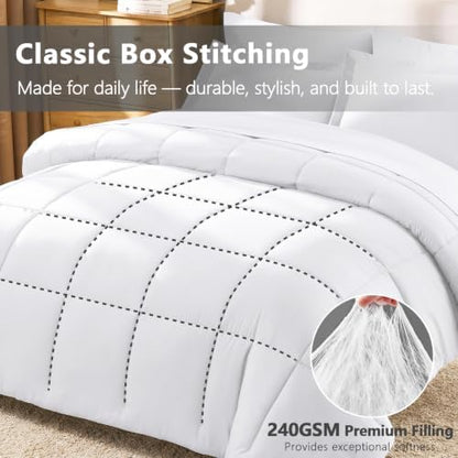 CozyLux Full Size Comforter Sets, 7-Piece Bed in a Bag, White