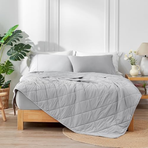 Cozy Bliss Cooling Blanket for Hot Sleepers King Size, Q-Max 0.45 Cooling Comfort, Cold Blankets for Night Sweats Sleeping, Ultra-Cool Lightweight Breathable Summer Blanket for Bed, Mist Grey