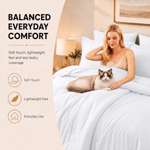 CozyLux Queen Comforter Set White, 7 Pieces Bed in a Bag
