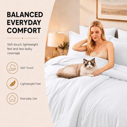 CozyLux Queen Comforter Set White, 7 Pieces Bed in a Bag
