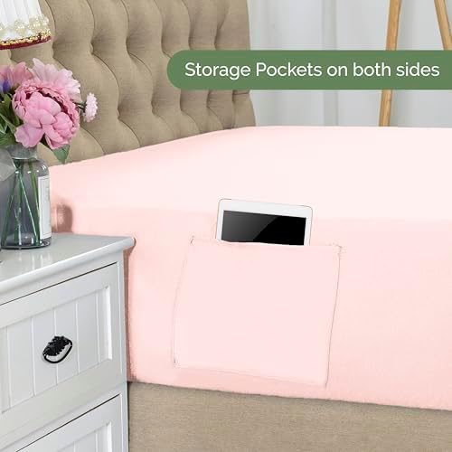 Elegant Comfort 1500 Premium Hotel Quality 18-21 Inches Deep - Extra Deep Pocket Single Fitted Sheet for High Mattress, Luxury and Softest, Smart Pocket - Wrinkle Free, Full, Blush Pink