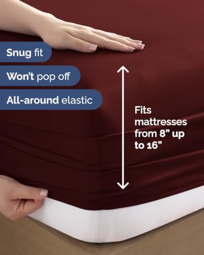 Cal King 6 Piece Bed Sheet Set - Breathable & Cooling Sheets - Oxblood