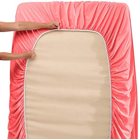 Clara Clark Twin XL Sheets, 5 Piece Set - Hotel Luxury Bed Sheets, Super Soft Bedding Set, Twin XL Size, Coral Pink