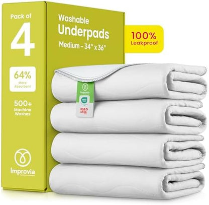 IMPROVIA® Washable Underpads, Heavy Absorbency Reusable Incontinence Pads