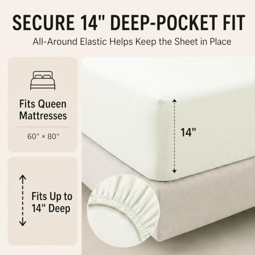 CozyLux Queen Comforter Set Ivory - 7 Pieces Bed in a Bag