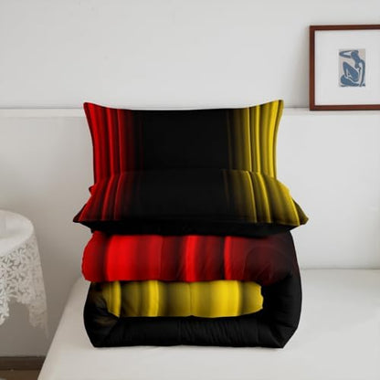 Feelyou Teens Abstract Ombre Decorations Bedding Set for Kids Women Red Yellow and Black Comforter Set Geometric Modern Quilt Set Room 2Pcs Twin Size
