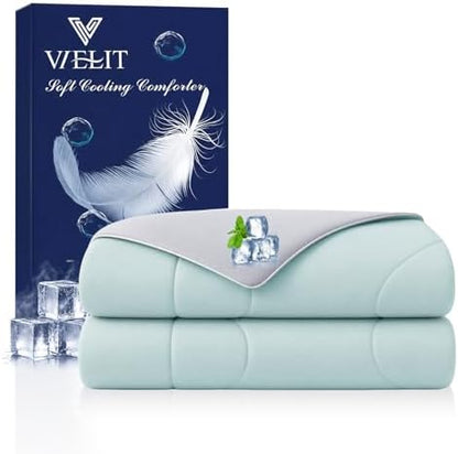 Vielit Cooling Comforter Queen Size for Hot Sleepers & Night Sweats, Luxury Lightweight Summer Comforter,Soft Dual-Sided Breathable Cooling Blankets,Q-Max>0.425,Machinewashable,90x90,Green