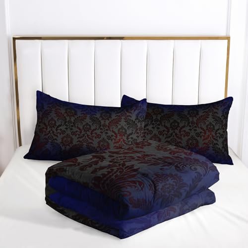 Paisley Floral Comforter Twin Size,Gothic Kids Comforter Set,3Pcs Bedding Set Printed Comforter with 2 Pillowcases,Down Alternative,Soft and Lightweight,for All Seasons