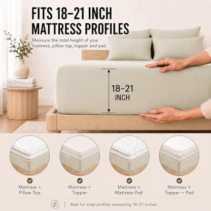 CozyLux Cal King Sheet Set 6-Piece, 21-Inch Deep Pocket, Soft Brushed Feel
