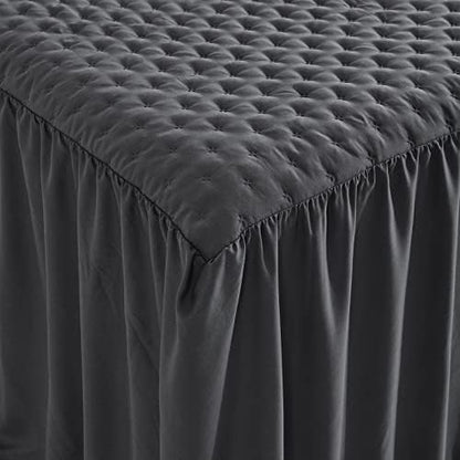 CHIXIN Ruffle Skirt Bedspread King Size - 30" Long Drop, Shabby Chic & Farmhouse Style, Soft and Lightweight Bedding Cover, 3 Piece Set, Dark Grey