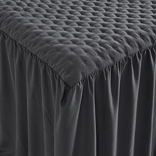CHIXIN Ruffle Skirt Bedspread Cal King Size - 30" Long Drop, Shabby Chic Style, Lightweight Bedding Cover, 3 Piece Set, Dark Grey