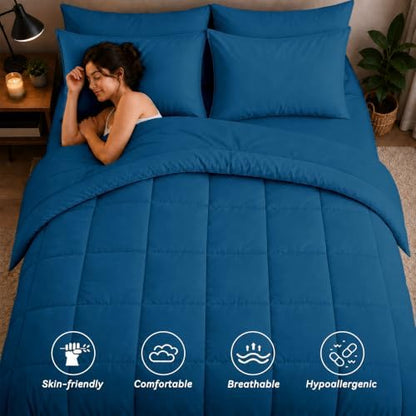 Anluoer Full Size Comforter Sets, 7 Piece Bed in a Bag Full Bedding Sets