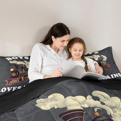 Feelyou Boys Vintage Train Comforter Set Twin Size