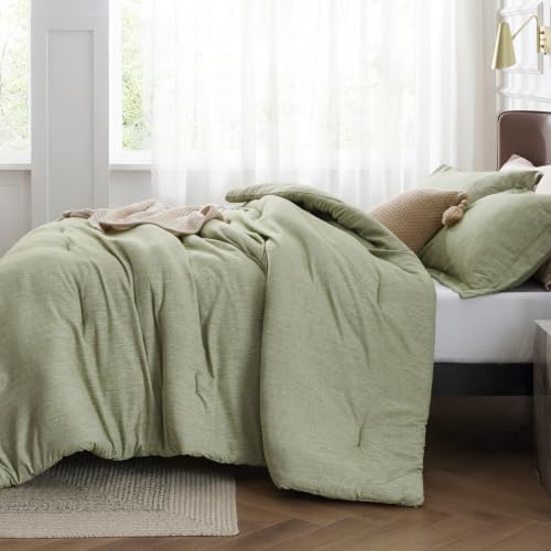 Bedsure California King Comforter Set - Olive Green, 3 Piece Bedding Set, 1 Comforter 104"x96" and 2 Pillow Shams 20"x36"+2"