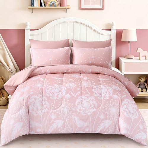 Dinjoy Girls Comforter Set 7 Pieces, Full Size Colorful Ombre Rainbow Bedding Set, Bed in A Bag for Kid Teen Girls (1 Comforter, 1 Flat Sheet, 1 Fitted Sheet, 2 Pillow Shams, 2 Pillowcases)
