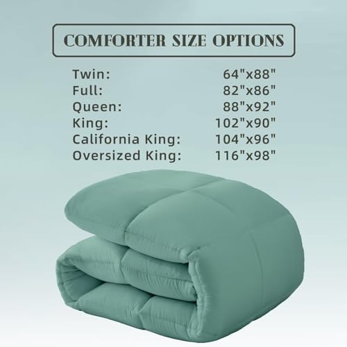 DOWNCOOL Comforters Oversize King Size,Sage Green Duvet Insert,Lightweight