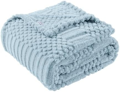 Blue Throw Blanket - Soft & Fluffy Fleece, Cute & Aesthetic, Perfect for Sofa, Couch, Chair, Bed, Living Room & Bedroom, All-Season Use, Plush & Cozy Decorative Blanket 50x60