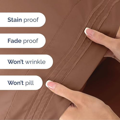 King Size 4 Piece Sheet Set - Ultra Soft & Cooling Sheets - Copper Brown