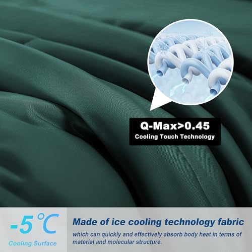 Cooling Comforter Twin Size, Double-Sided Cold Tech Quilted Bed Comforters Cooling Blanket for Hot Sleepers, Breathable Lightweight Summer Bedding, All-Season Ice Blanket, Emerald Green