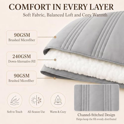 CozyLux Queen Comforter Set French Grey - 7 Pieces Bed in a Bag