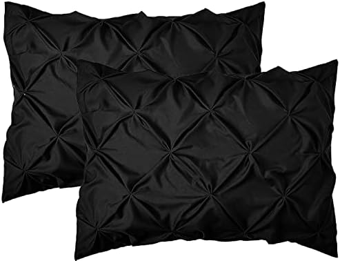 Elegant Comfort 2-Pack Sham Set Pinch Pleat Design, 1500 Premium Hotel Quality Microfiber, Stylish Design-Easy Care, Wrinkle and Stain Resistant, 2-Piece Sham Set, Pleated King, Black