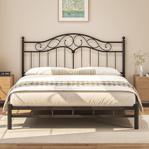 Weehom King Size Headboard Only, Vintage Metal Headboard for King Bed Black