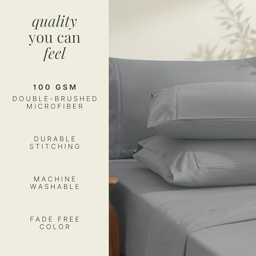Hearth & Harbor Extra Deep Pocket Queen Sheets Sets - Fits Mattress 18-24 Inches Deep - Extra Deep Pocket Sheets - 6 Piece Queen Size