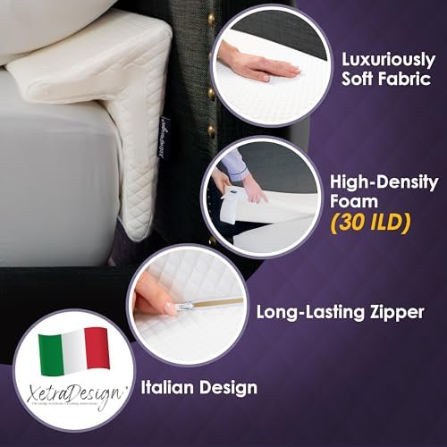 XetraDesign Bed Wedge Pillow for Headboard Gap Up to 7", Triangle Gap Filler for Bed, Mattress Wedge Gap Filler, Headboard Space Filler, Corner Pillow, White Double 54"