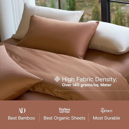 DOZ Duvet Cover Set, 100% Viscose derived from Bamboo, Organically Grown, Buttery Soft, Cooling Duvet Covers, High GSM, 1 Duvet Cover and 1 Pillowcase, 70"x90" (Clay, Twin/Twin XL)
