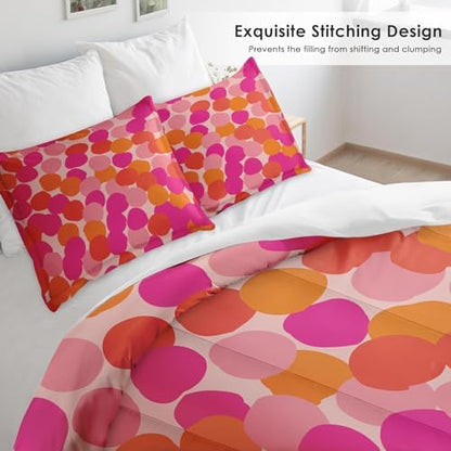 Pamnest King Comforter Set, 3 Pieces Pink Orange Bedding, All Season
