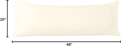 Comfort Beddings Body Pillowcase, 100% Organic Cotton 600 Thread Count Sateen, Soft Cooling Ivory, 1-Pack, Hidden Zipper Closure, Hotel Quality, Fade & Shrink Resistant, 20 x 48 Inches