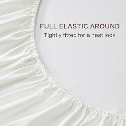 Andency Ivory King Sheets Set 100% Viscose Derived from Bamboo