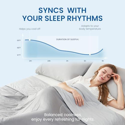 Cozy Bliss Cooling Comforter Twin Size, Reversible Lightweight Cooling Blankets for Hot Sleepers and Night Sweats, Q-Max>0.45 Soft Breathable Silky Smooth Summer Comforter, Cool Grey, 68"x90"